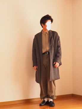 「EMMA  CLOTHES」｜「アイテム（チェスターコート）」を使った、Hanbeさん（メンズ・168cm）の秋コーディネート
