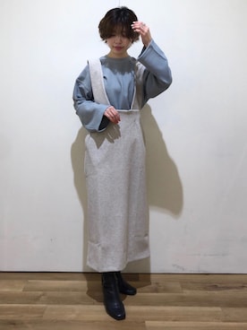 「水色」｜「アイテム（ワンピース/ドレス）」を使った、板さん（レディース・156cm）の冬コーディネート
