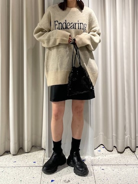 「アイテム（ニットキャップ/ビーニー、グレー系）」を使った、miyume.さん（レディース・158cm）の冬コーディネート