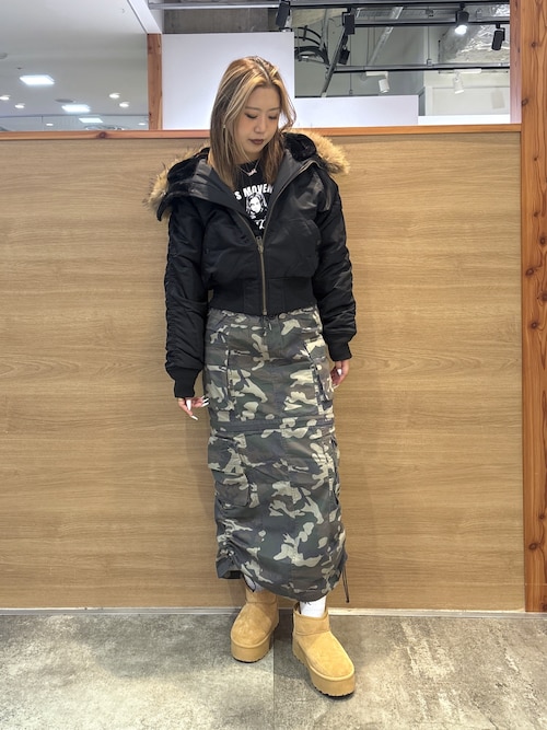 FAUX FUR HOODED JACKET（ナイロンジャケット）｜X-girl（エックス