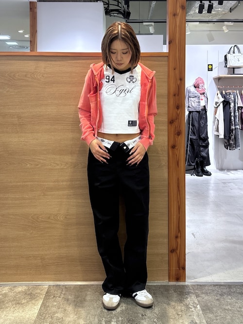 DISTRESSED ZIP UP SWEAT HOODIE（パーカー）｜X-girl（エックスガール