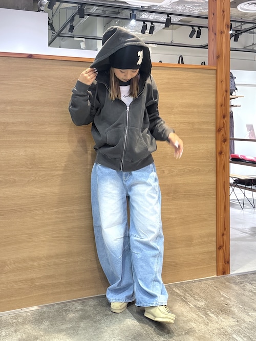 PIGMENT DYED FACE LABEL ZIP UP SWEAT HOODIE（パーカー）｜X-girl