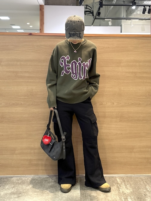 SCRATCHED LOGO JACQUARD KNIT TOP（ニット/セーター）｜X-girl