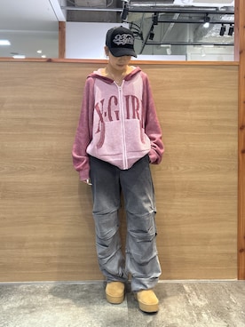 「アイテム（キャップ）」を使った、ICHIGOさん（レディース・165cm・10代）の冬コーディネート