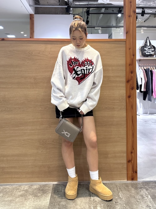 HEART LOGO JACQUARD KNIT TOP（ニット/セーター）｜X-girl（エックス