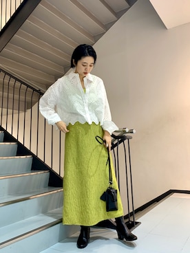 「スカラップ」｜「アイテム（ブーツ）」を使った、bayaさん（レディース・160cm）の冬コーディネート
