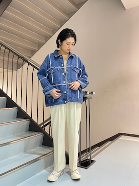 「袖ボリューム」｜「アイテム（デニムジャケット）」を使った、bayaさん（レディース・160cm）の春コーディネート