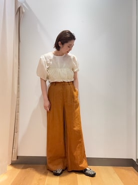 「KBF（ケイビーエフ）のブラトップビスチェSETブラウス（シャツ/ブラウス、ホワイト系）」を使った、ばやさん（レディース・160cm）の春コーディネート