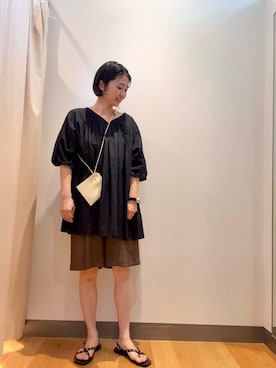 「ハーフパンツ」｜「アイテム（チュニック）」を使った、bayaさん（レディース・160cm）の夏コーディネート