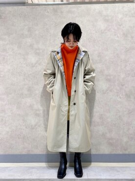 「リバーシブル」｜「アイテム（ステンカラーコート）」を使った、bayaさん（レディース・160cm）の冬コーディネート