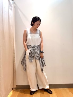 「バレエシューズ」｜「アイテム（オールインワン・サロペット）」を使った、bayaさん（レディース・160cm）の夏コーディネート