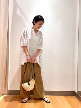 「URBAN RESEARCH DOORS（アーバンリサーチドアーズ）の『UVカット/接触冷感/吸水速乾』ドライタッチリラックスパンツ（その他パンツ）」を使った、bayaさん（レディース・160cm）の夏コーディネート