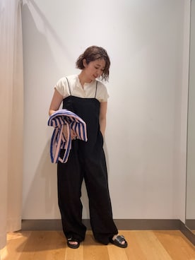 「URBAN RESEARCH（アーバンリサーチ）のBONGUSTA　NARAM TOTEBAG（トートバッグ、ブルー系）」を使った、ばやさん（レディース・160cm）の夏コーディネート