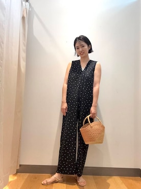 「旅行コーデ」｜「アイテム（サロペット/オーバーオール）」を使った、bayaさん（レディース・160cm）の夏コーディネート