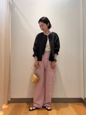 「ペインターパンツ」｜「アイテム（サンダル）」を使った、bayaさん（レディース・160cm）の夏コーディネート