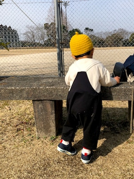 「BRANSHES（ブランシェス）のアイテム（オールインワン・サロペット）」を使った、17ououさん（キッズ・90cm）の春コーディネート