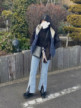 「お買い物」｜「アイテム（ジャケット/アウター）」を使った、るちゃさん（レディース・163cm）の冬コーディネート