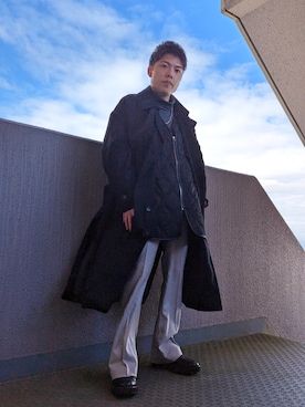 「HARE（ハレ）のアイテム（トレンチコート）」を使った、aoki333さん（メンズ・162cm）の冬コーディネート