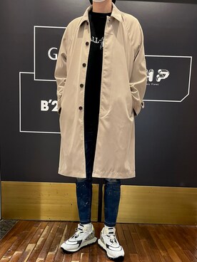 「A4A（エーフォーエー）のアイテム（ステンカラーコート）」を使った、neotinさん（メンズ・182cm）の冬コーディネート