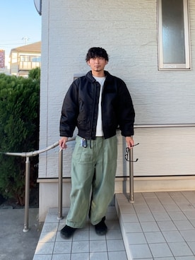 「シンプルコーデ」｜都会のアーミーさん（メンズ・174cm・30代）の冬コーディネート