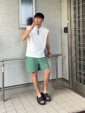 「しまむら（シマムラ）のアイテム（パンツ）」を使った、都会のアーミーさん（メンズ・174cm）の夏コーディネート