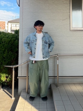 「アイテム（カーゴパンツ）」を使った、都会のアーミーさん（メンズ・174cm・30代）の冬コーディネート