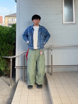 「アイテム（カーゴパンツ）」を使った、都会のアーミーさん（メンズ・174cm・30代）の冬コーディネート