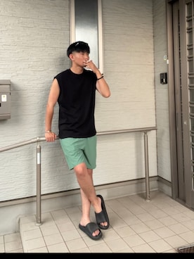「しまむら（シマムラ）のアイテム（パンツ）」を使った、都会のアーミーさん（メンズ・174cm）の夏コーディネート