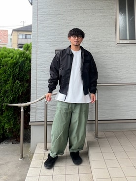「アイテム（カーゴパンツ）」を使った、都会のアーミーさん（メンズ・174cm）の秋コーディネート