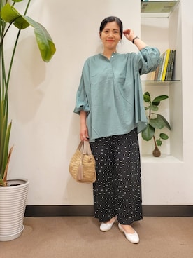 「袖ボリューム」｜「アイテム（バレエシューズ）」を使った、emiinamiiさん（レディース・164cm）の春コーディネート