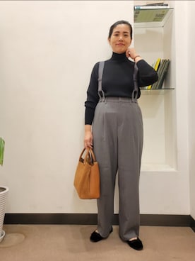 「リブニット」｜「アイテム（バレエシューズ）」を使った、emiinamiiさん（レディース・164cm）の秋コーディネート