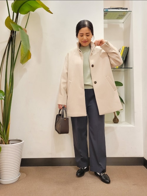 【新品未使用】アーバンリサーチドアーズ スタンドカラーミドルコート　エクリュ セール】スタンドカラーミドルコート（その他アウター）｜URBAN