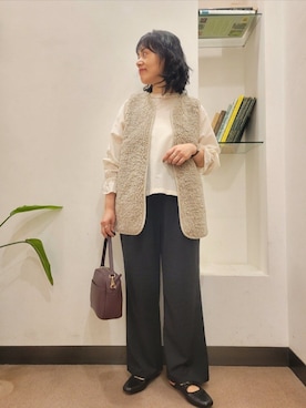 「URBAN RESEARCH DOORS（アーバンリサーチドアーズ）のスクエアトゥリボンミュール（サンダル）」を使った、浪口　絵美さん（レディース・164cm）の秋コーディネート