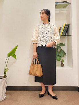 「RODE SKO（ロデスコ）の『MADE IN JAPAN』3.5cmポインテッドパンプス（パンプス）」を使った、浪口　絵美さん（レディース・164cm）の秋コーディネート