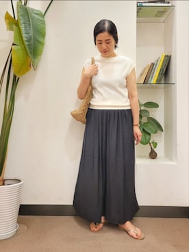 「ワッフル」｜「アイテム（サンダル）」を使った、浪口　絵美さん（レディース・164cm）の夏コーディネート