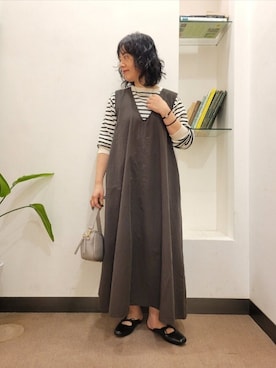 「URBAN RESEARCH DOORS（アーバンリサーチドアーズ）のスクエアトゥリボンミュール（サンダル）」を使った、浪口　絵美さん（レディース・164cm）の夏コーディネート