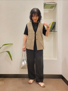 「骨格ウェーブ」｜「アイテム（その他アウター）」を使った、浪口　絵美さん（レディース・164cm）の秋コーディネート