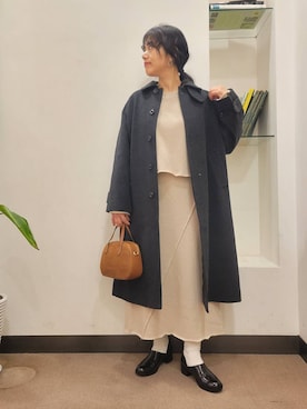 「アイテム（レインシューズ）」を使った、浪口　絵美さん（レディース・164cm）の冬コーディネート