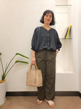 「URBAN RESEARCH DOORS（アーバンリサーチドアーズ）のカッティングサンダル（サンダル、ホワイト系）」を使った、浪口　絵美さん（レディース・164cm）の夏コーディネート