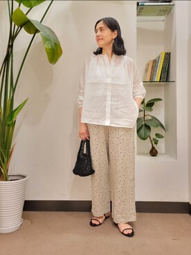 「ドットパンツ」｜浪口　絵美さん（レディース・164cm）の夏コーディネート