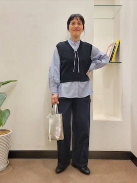 「かぐれ（カグレ）のアイテム（デニムパンツ）」を使った、浪口　絵美さん（レディース・164cm）の秋コーディネート