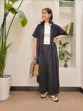 「ドットパンツ」｜浪口　絵美さん（レディース・164cm）の夏コーディネート