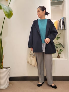 「ゆるニット」｜「アイテム（その他アウター）」を使った、emiinamiiさん（レディース・164cm）の冬コーディネート