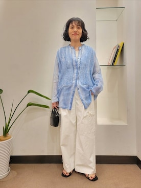 「URBAN RESEARCH DOORS（アーバンリサーチドアーズ）のTIDEWAY　ICY 2WAY BOSTON（ショルダーバッグ、ブラック系）」を使った、浪口　絵美さん（レディース・164cm）の夏コーディネート