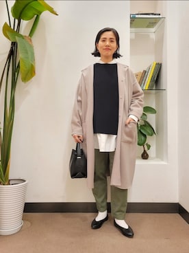「ニットベスト」｜「アイテム（その他アウター）」を使った、emiinamiiさん（レディース・164cm）の冬コーディネート