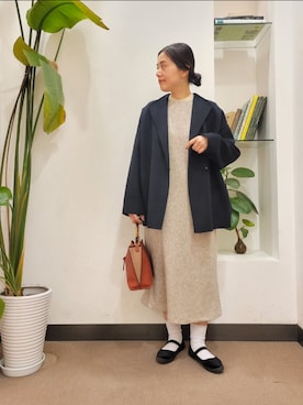 「ガウンコート」｜「アイテム（その他アウター）」を使った、emiinamiiさん（レディース・164cm）の冬コーディネート
