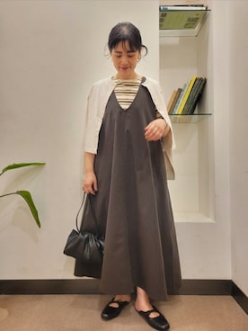 「URBAN RESEARCH DOORS（アーバンリサーチドアーズ）のスクエアトゥリボンミュール（サンダル）」を使った、浪口　絵美さん（レディース・164cm）の秋コーディネート