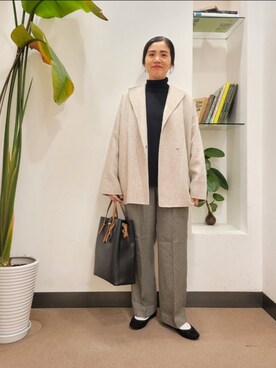 「オンオフ兼用」｜「アイテム（その他アウター）」を使った、浪口　絵美さん（レディース・164cm）の秋コーディネート
