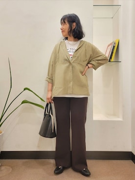 「FORK&SPOON（フォークアンドスプーン）のアイテム（シャツ/ブラウス）」を使った、浪口　絵美さん（レディース・164cm）の夏コーディネート