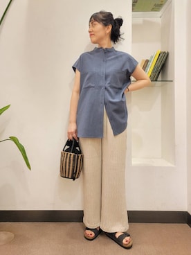 「URBAN RESEARCH DOORS（アーバンリサーチドアーズ）の楊柳イージーパンツ（その他パンツ）」を使った、emiinamiiさん（レディース・164cm）の夏コーディネート